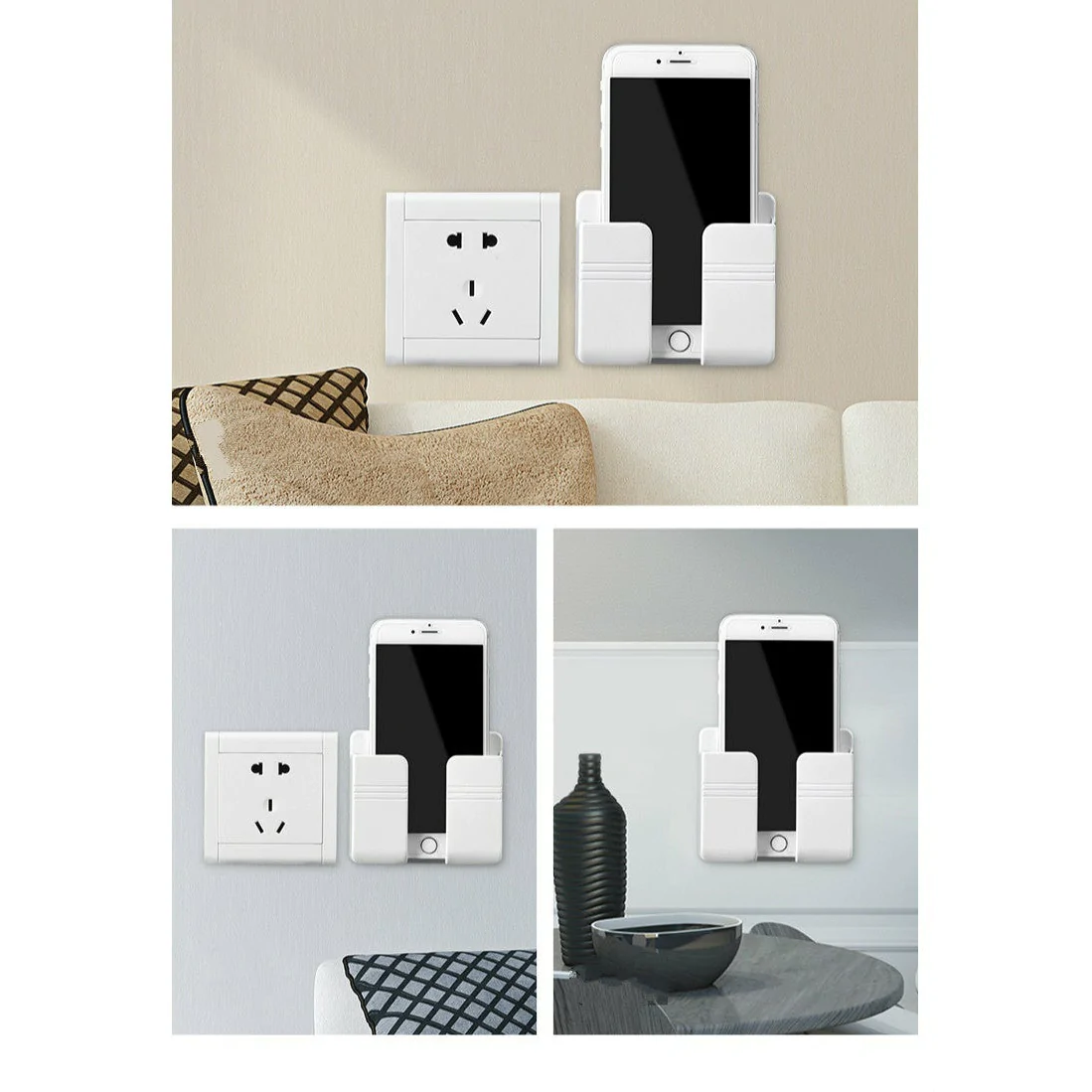 Wall Mounted Storage Box Remote Control Mobile Phone Plug Wall Holder Stand