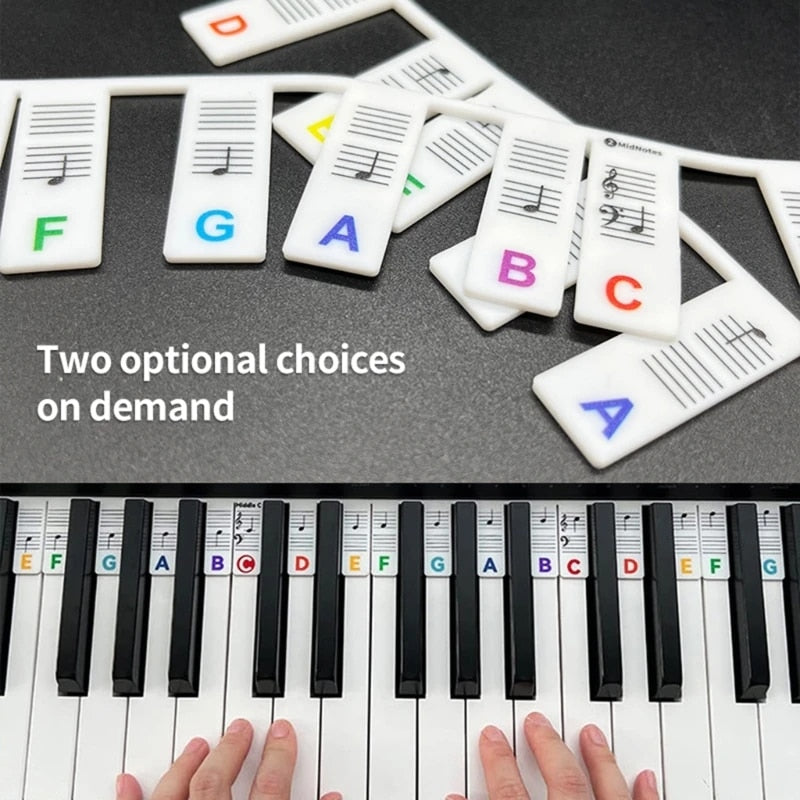 Piano Keyboard Stickers for 88/61 Key, Removable Piano Keyboard Note Labels for Learning Piano Notes