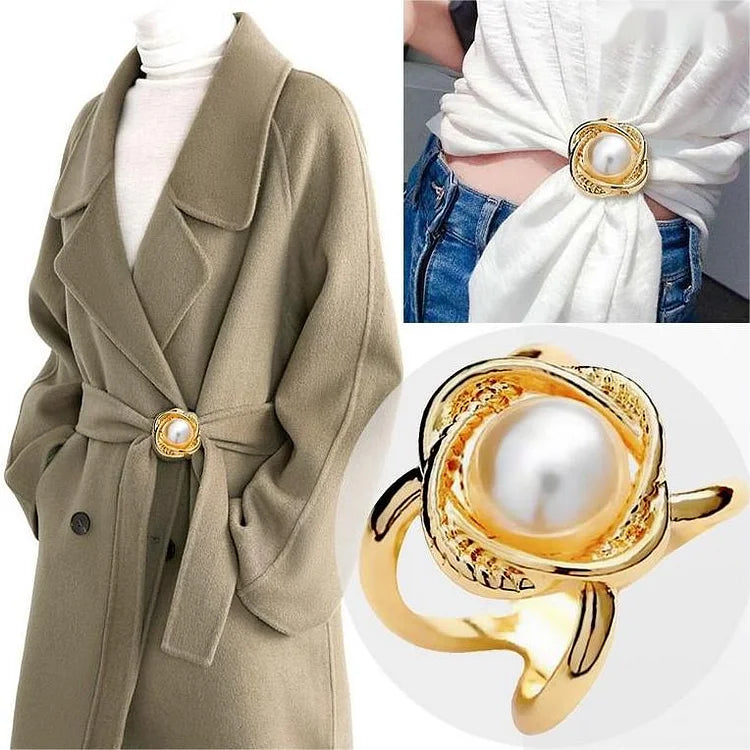 Christmas Hot Sale-Women's Elegant Pearl Floral Scarf Ring Clip