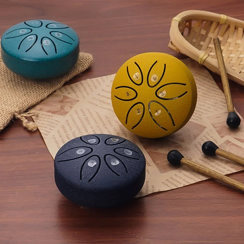 Buddha Stones Mini Steel Tongue Drum 3 Inch Sound Healing Drum Kit