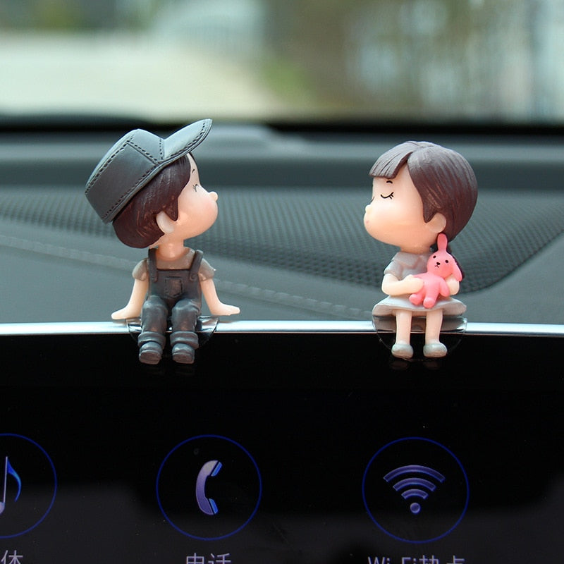 Cute Car Decoration Accessories - Cartoon Couples Figure