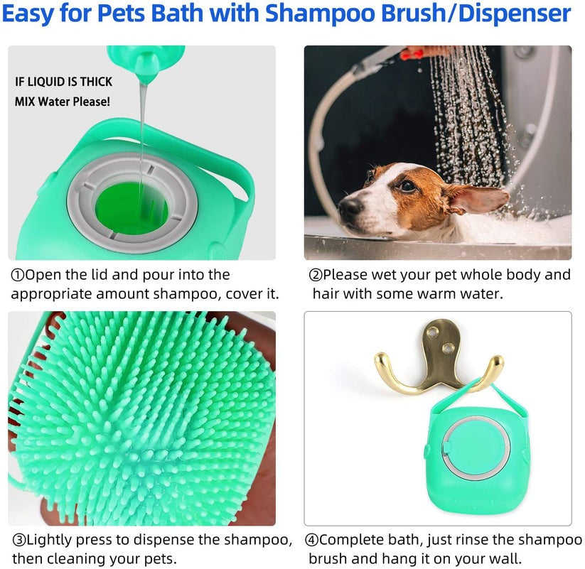 Fabehe Pet Shampoo Massager Brush - Grooming Scrubber