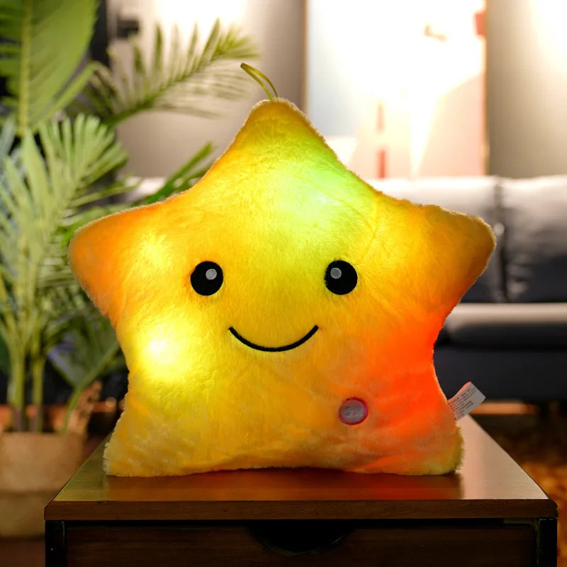 Luminous Stars Pillow: LED Light Plush Toy