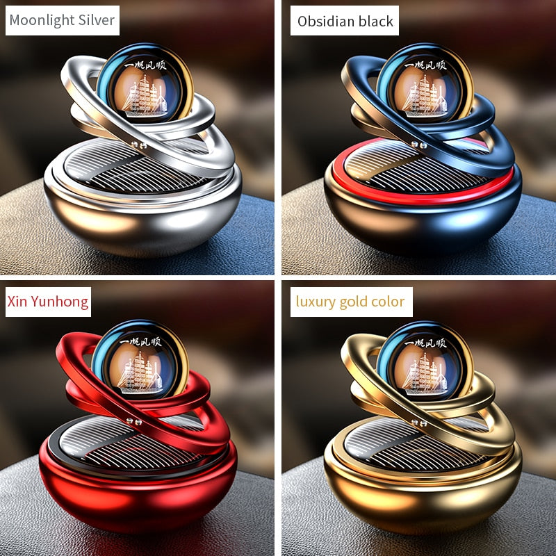 Solar Car Air Freshener Rotating Aromatherapy Diffusing Accessories