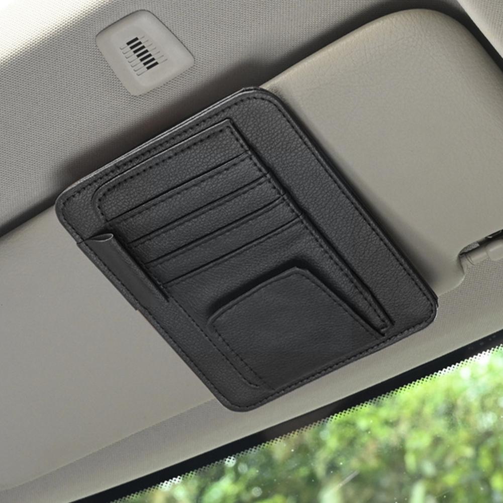 Leather Car Sun Visor Organizer Multi-Pocket