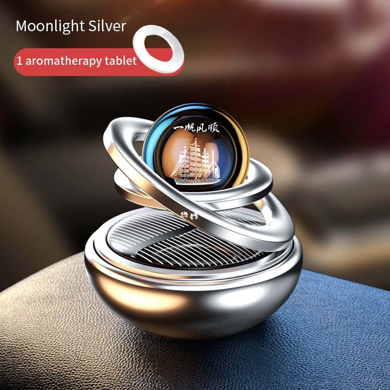 Solar Car Air Freshener Rotating Aromatherapy Diffusing Accessories