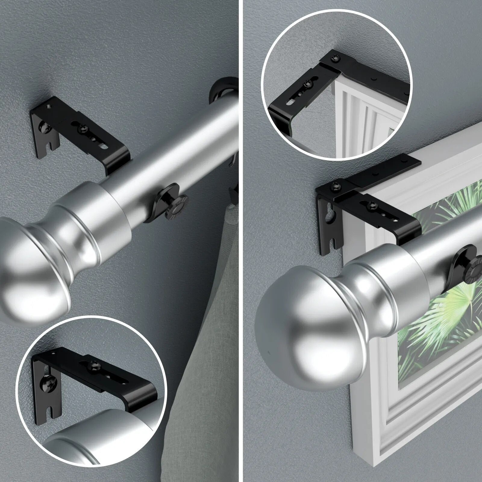 No Drill Curtain Rod Brackets 2 PCs No-Drill Curtain Rod Brackets – Fabehe
