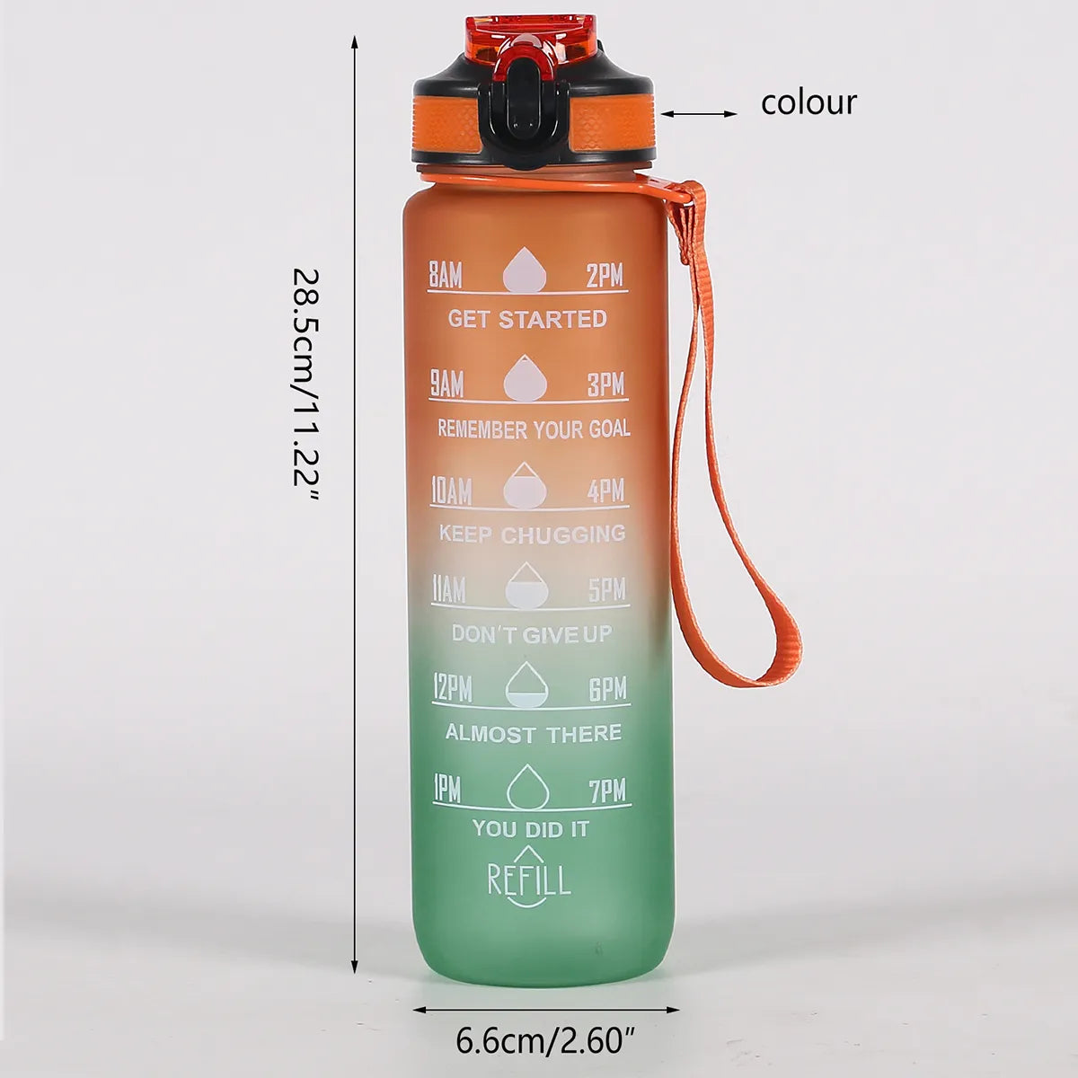 Gradient Sports Water Bottle with Time Marker