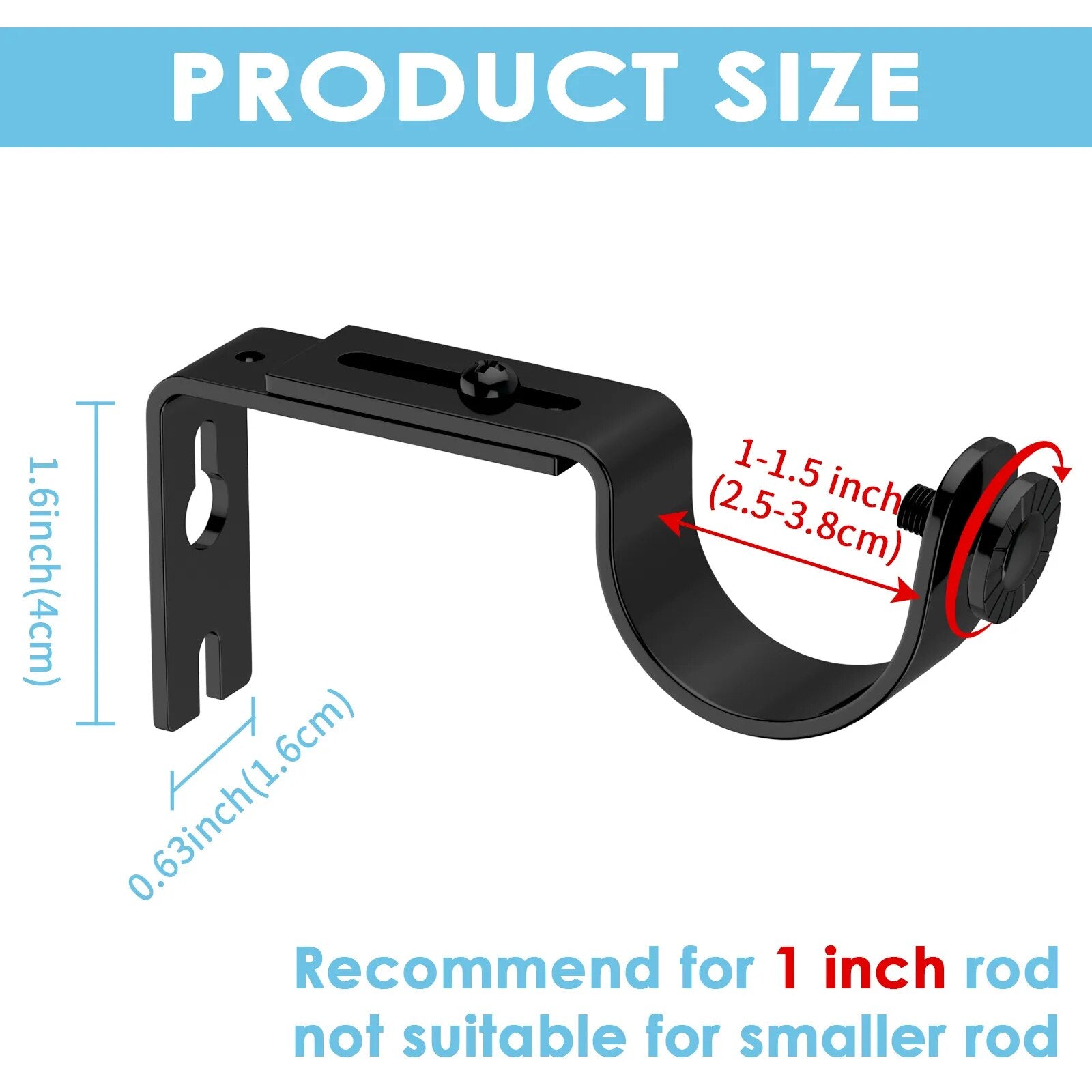 2 PCs No-Drill Curtain Rod Brackets