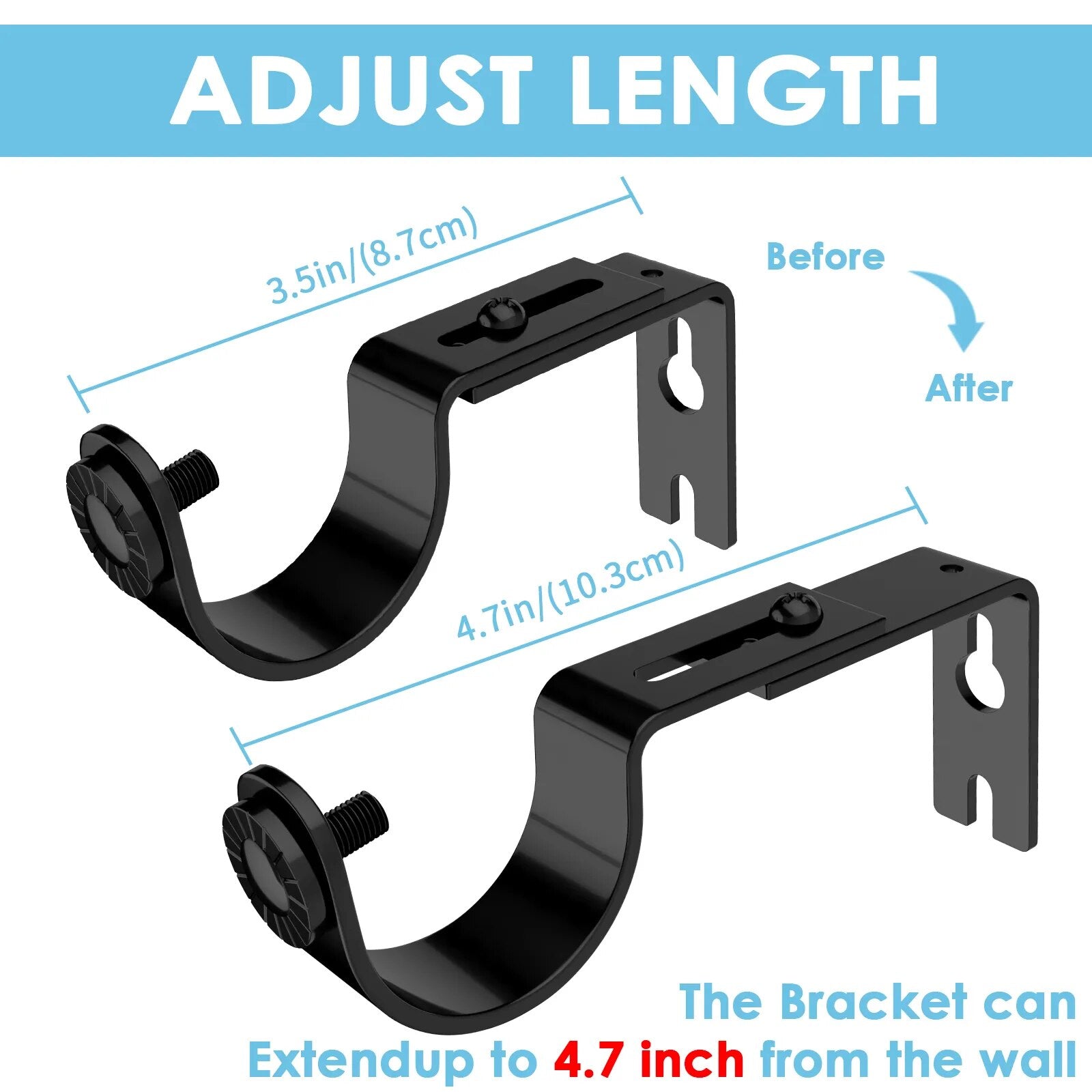 No Drill Curtain Rod Brackets 2 PCs No-Drill Curtain Rod Brackets – Fabehe
