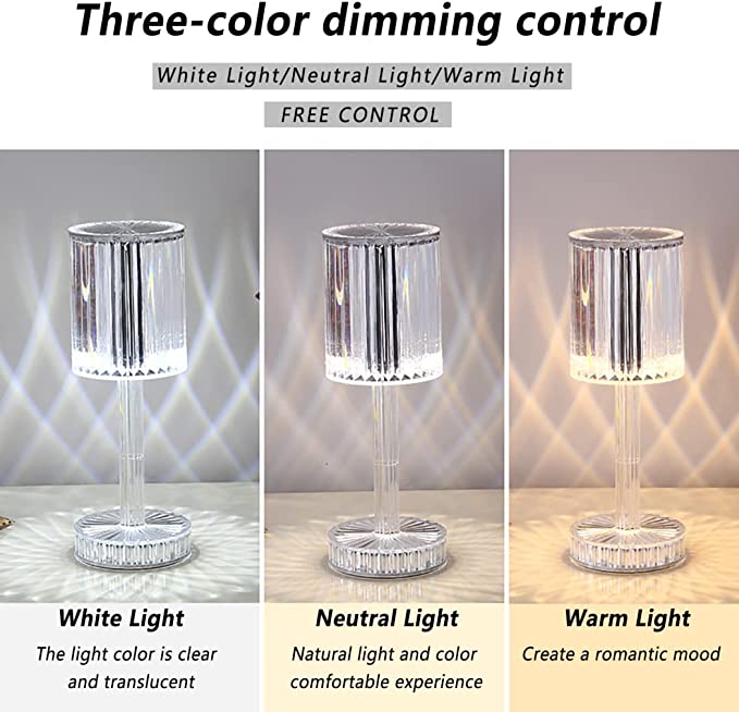 Rechargeable 3D Diamond Table Lamp with Remote Control
