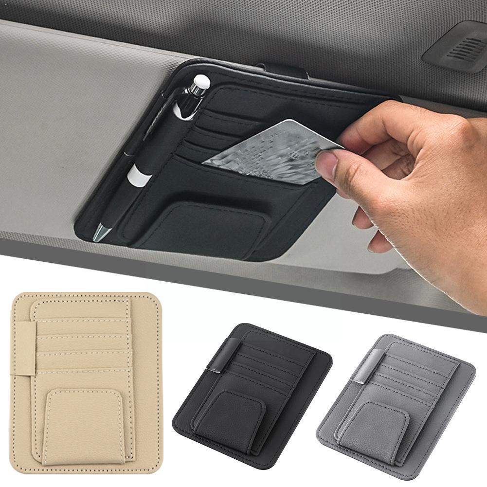 Leather Car Sun Visor Organizer Multi-Pocket