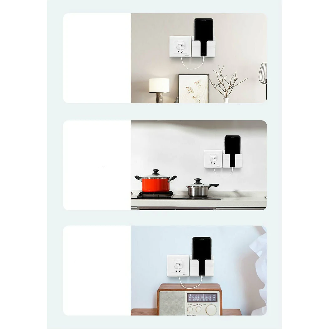 Wall Mounted Storage Box Remote Control Mobile Phone Plug Wall Holder Stand
